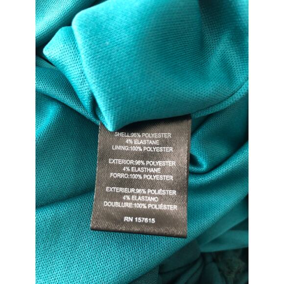 Tahari ASL Women's Size 8 Faux Wrap V-Neck Dress in Green - Picture 5 of 6